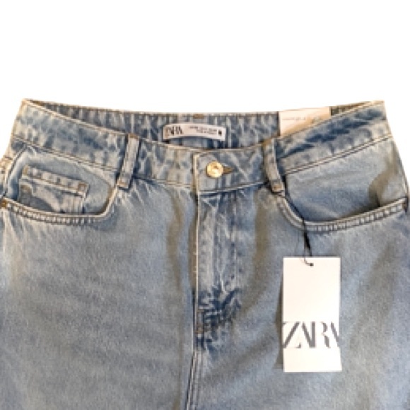 ZARA JEANS | SZ 6 | HIGH WAIST | STRAIGHT LEG | ANKLE LENGTH | LIGHT BLUE | NWT - Picture 5 of 10